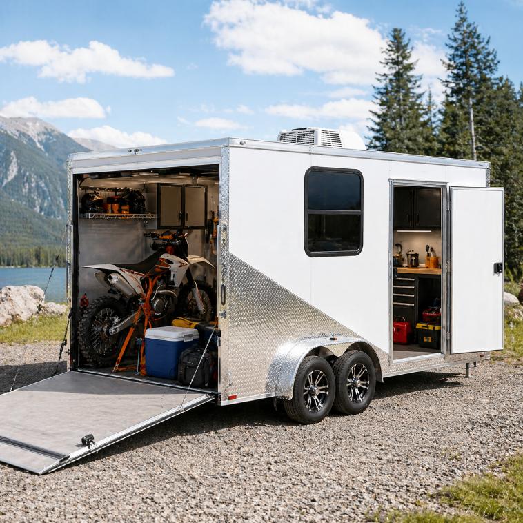 Custom enclosed trailer for multipurpose work and weekend use